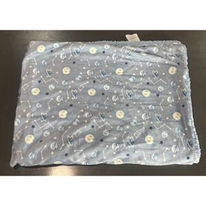 Le Bebe FAVORITE Baby Blanket Lovey Blue space moon planets stars constellation
